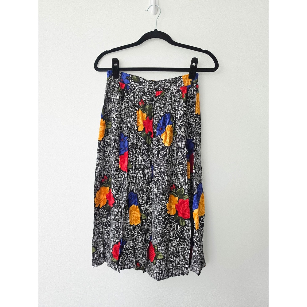 Norton McNaughton Vintage Floral Polka Dot Button Front Midi Skirt Petites 10